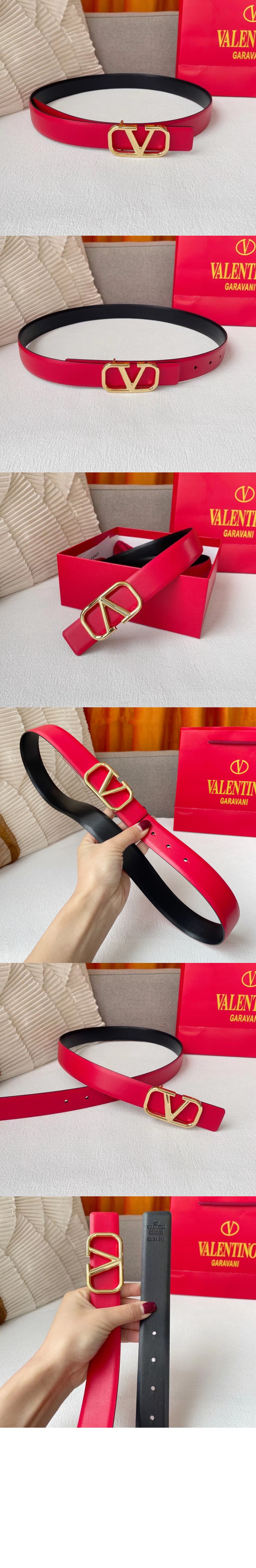 양면 광택 송아지 가죽 벨트 > 발렌티노