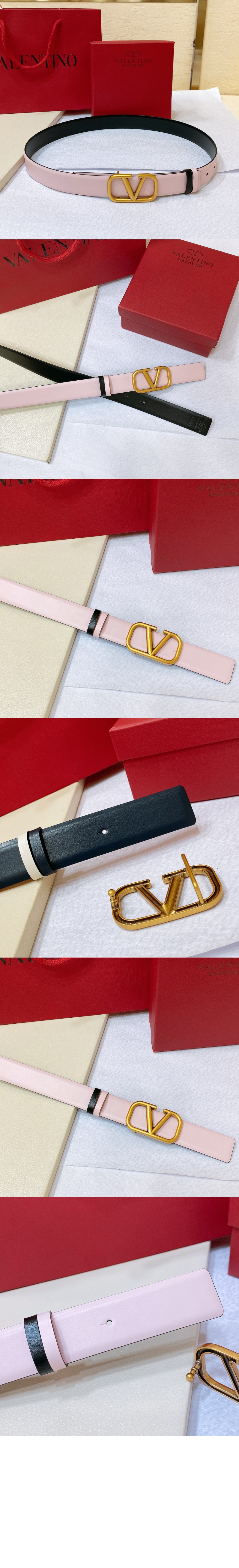 양면 광택 송아지 가죽 벨트 > 발렌티노