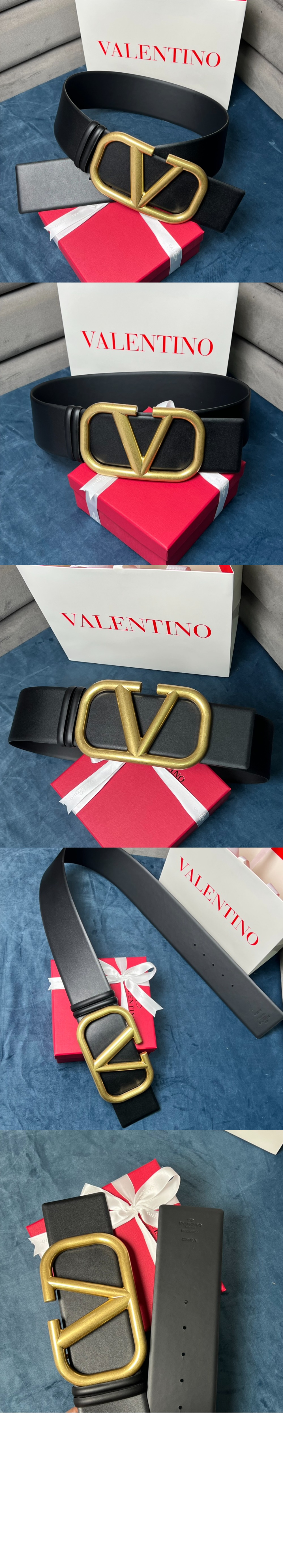 유광 송아지 가죽 브이로고 시그니처 리버시블 벨트 > 발렌티노