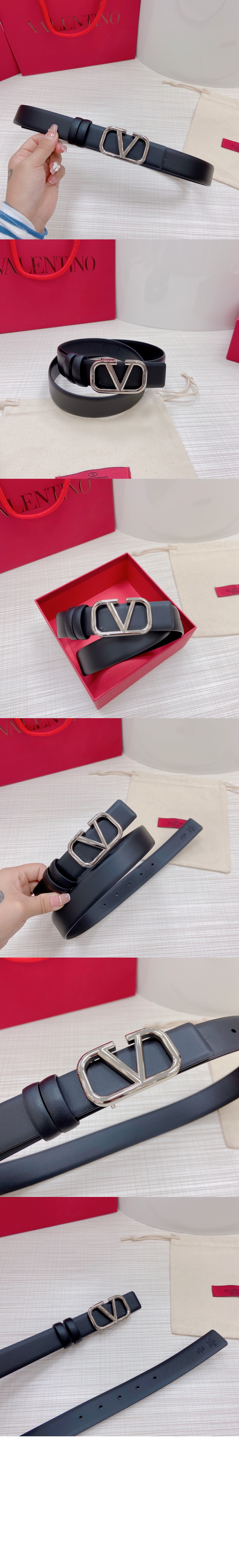 브이로고 시그니처 유광 송아지 가죽 벨트 > 발렌티노