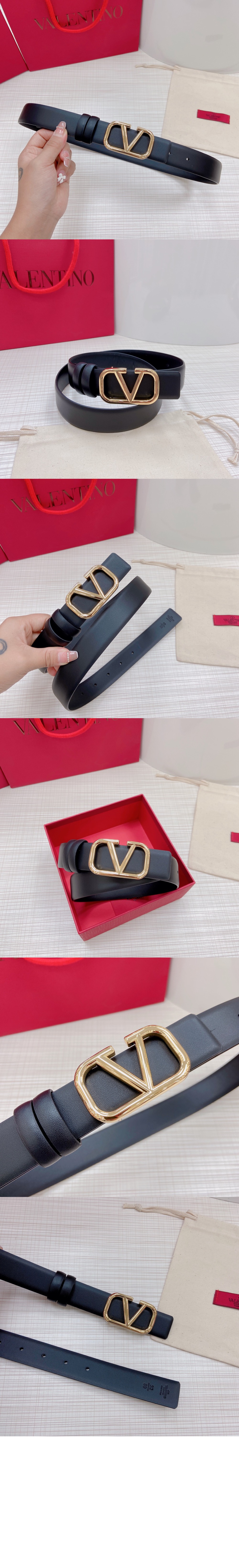 브이로고 시그니처 유광 송아지 가죽 벨트 > 발렌티노