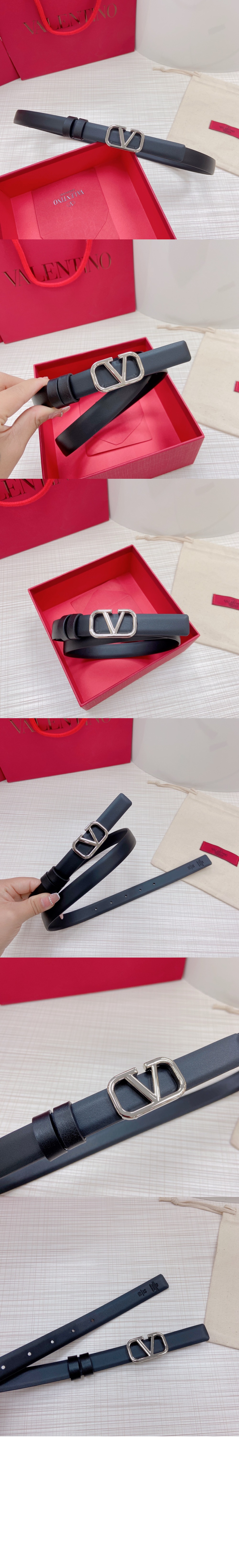 브이로고 시그니처 유광 송아지 가죽 벨트 > 발렌티노