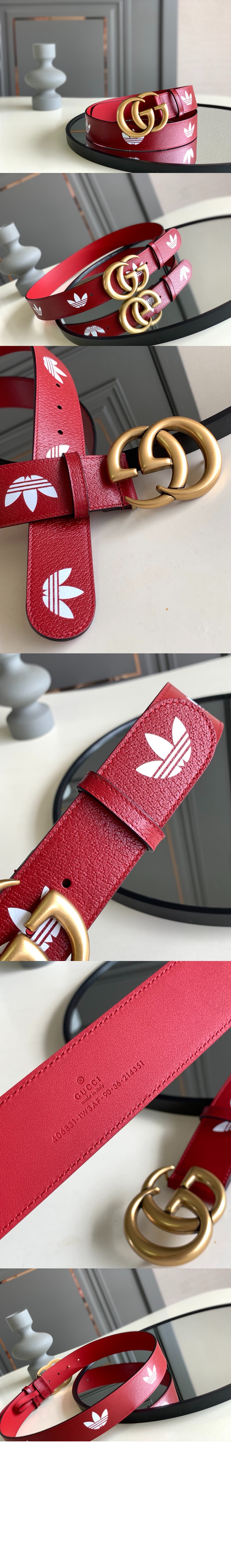 x 아디다스 x 구찌 트레포일 벨트 406831 > 구찌