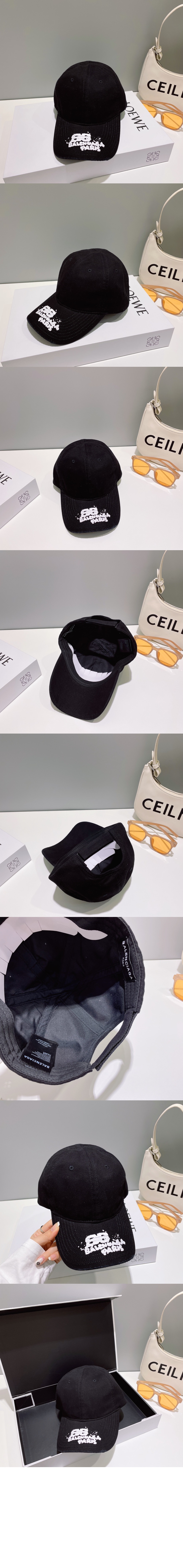 코튼 드릴 Hand-Drawn BB Icon 캡 723771 > 발렌시아가