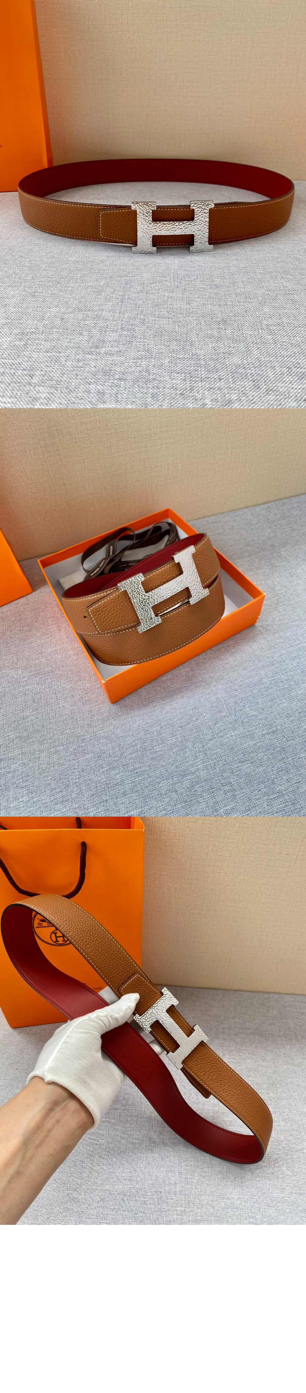 H Martelee 버클 & 양면 가죽 벨트 > 에르메스