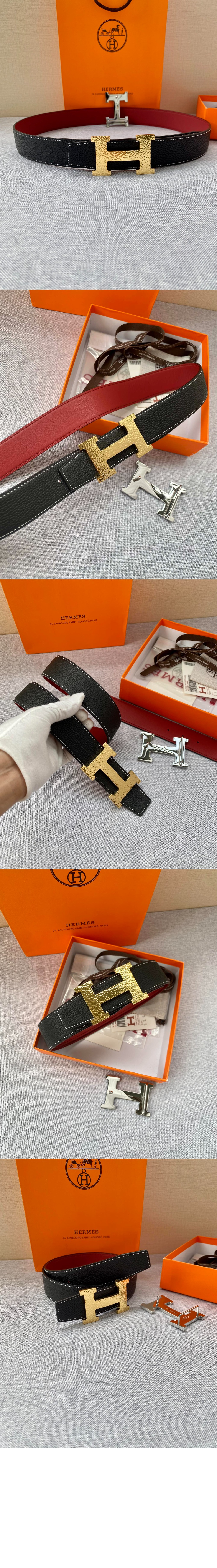 H Martelee 버클 & 양면 가죽 벨트 > 에르메스