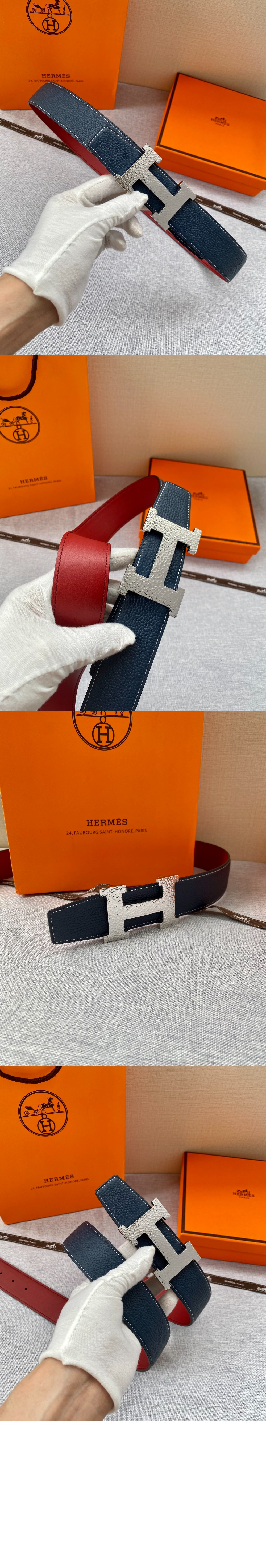 H Martelee 버클 & 양면 가죽 벨트 > 에르메스