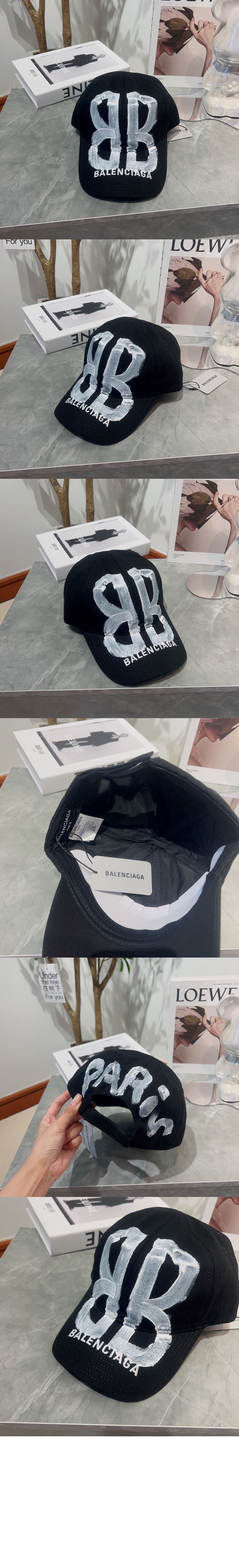 코튼 드릴 BB Sprayed 캡 673321 > 발렌시아가