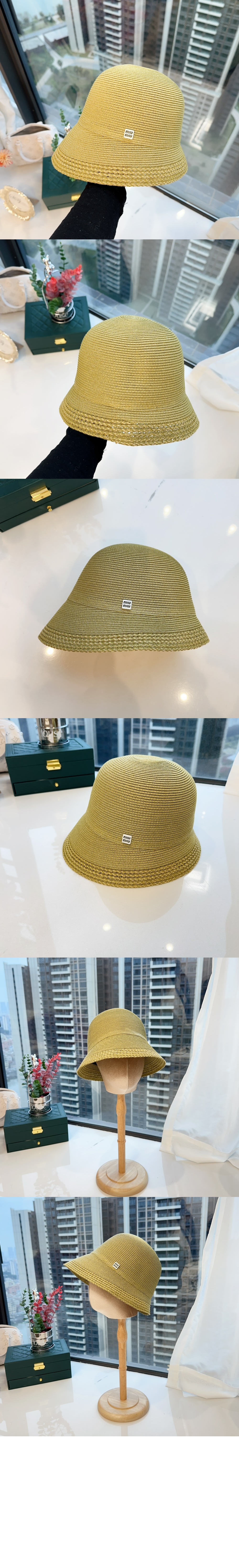 핀턱 언밸런스 버킷햇 5HC543 > 미우미우