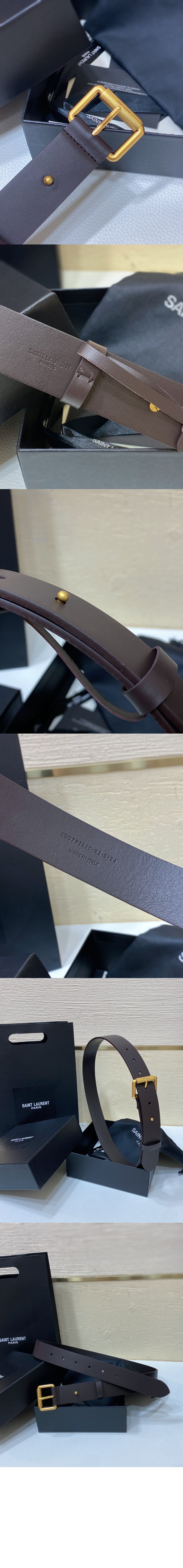 베지터블 태닝 가죽 소재의 Motorcycle 벨트 789913 > 생로랑