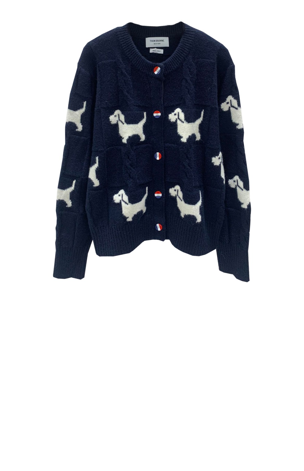 로고 니트 코트 > 톰브라운