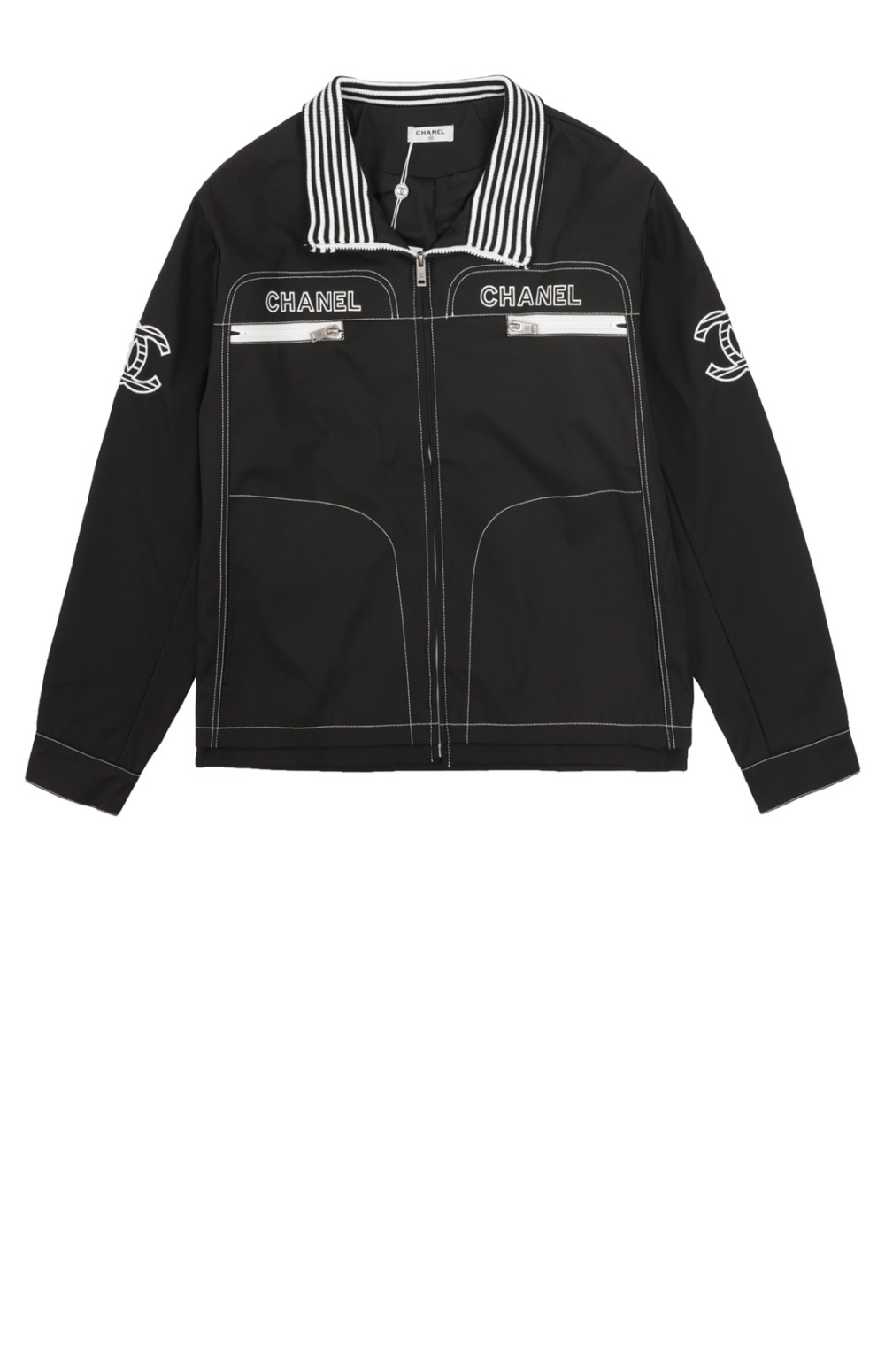 로고 프린트 재킷 > 샤넬