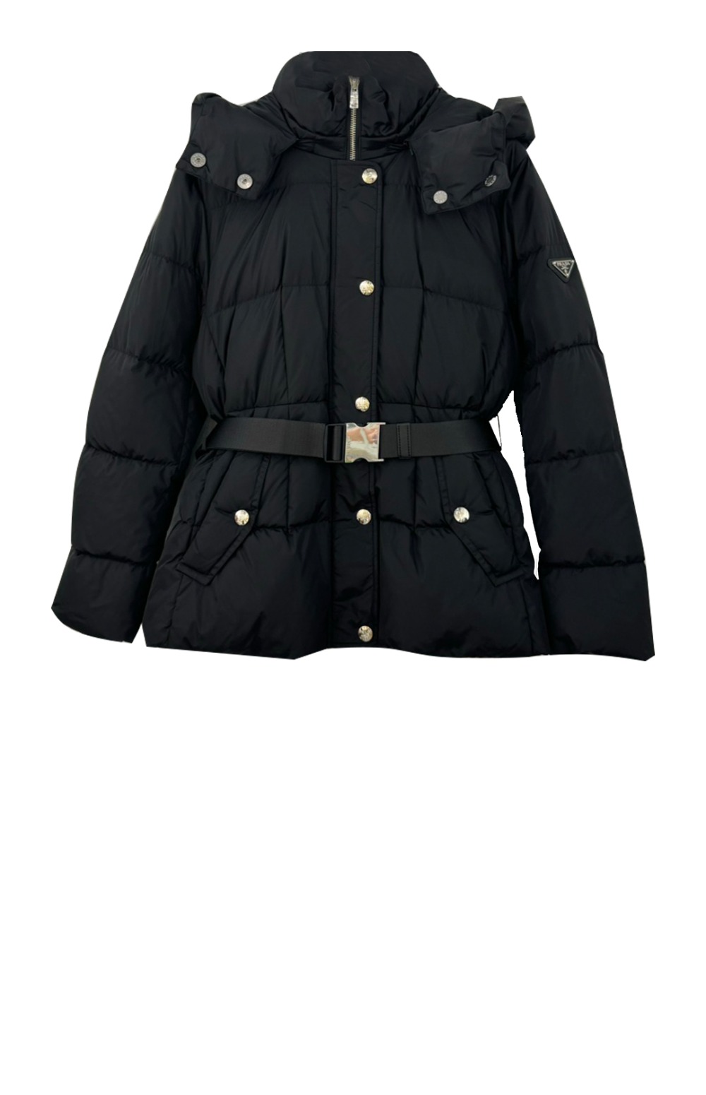 로고 쇼트 코트 > 프라다