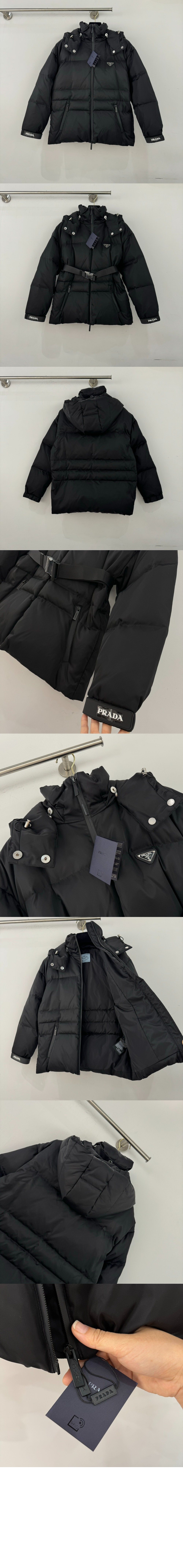 로고 쇼트 코트 > 프라다