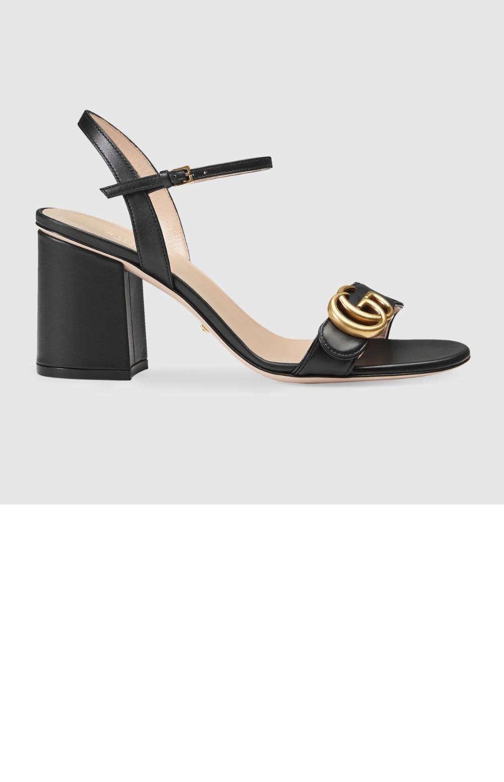 더블 G 가죽 미드힐 샌들 453379 > Double G - 더블 G