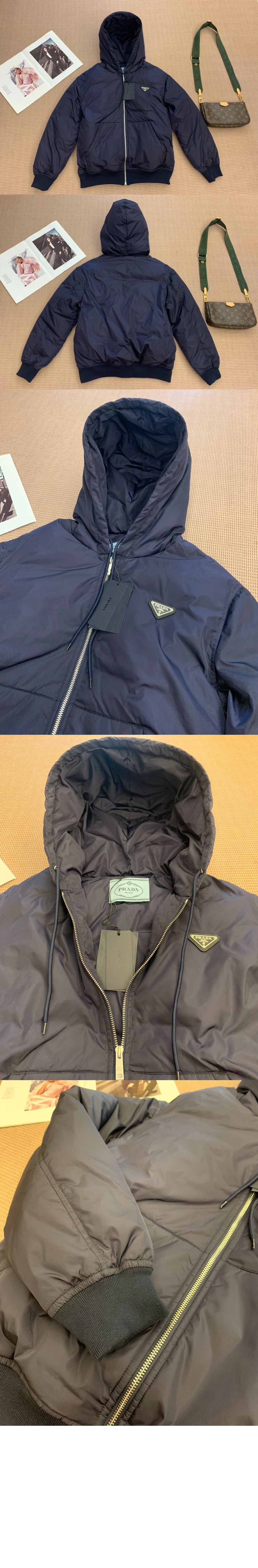 로고 쇼트 코트 > 프라다