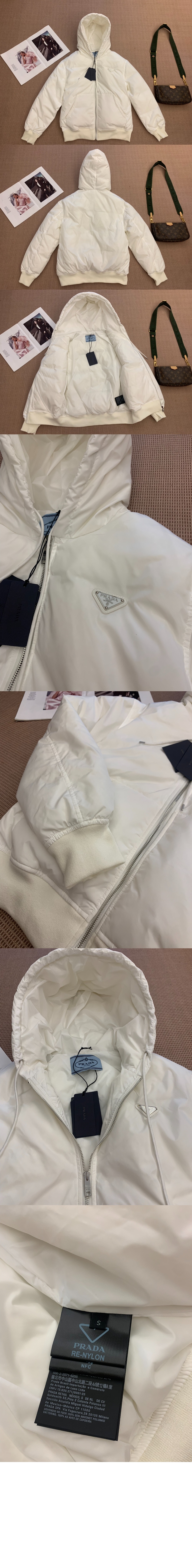 로고 쇼트 코트 > 프라다