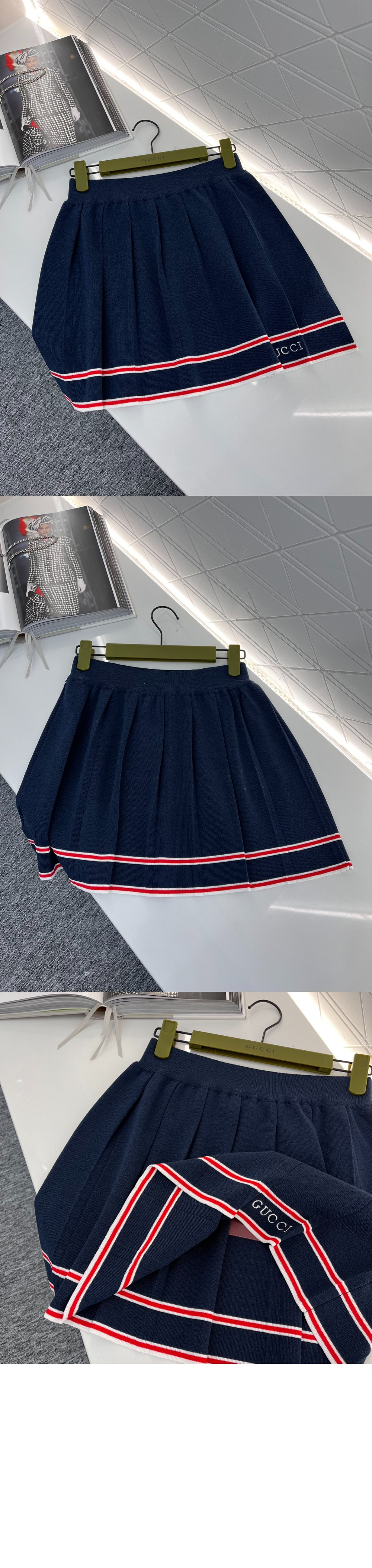 스트라이프 트리밍 플리츠 스커트 > Etc - 기타제품