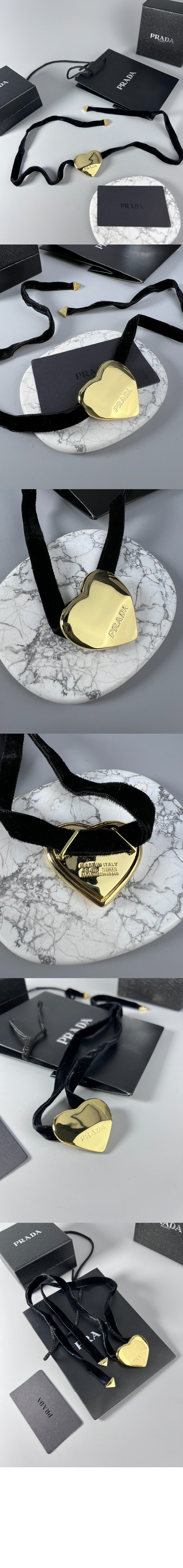 라운드 골드 대형 펜던트 장식 초커 1JCA29 > 프라다