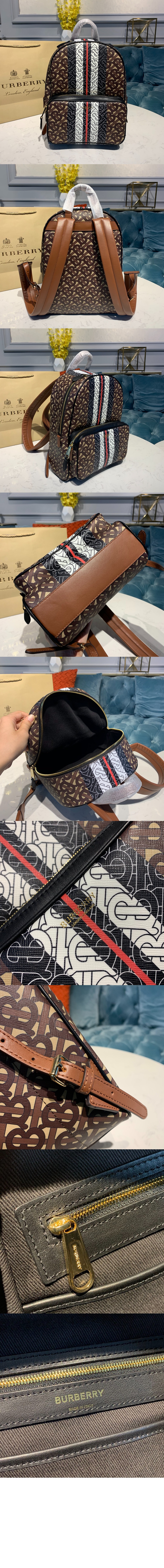 스트라이프 프린트 캔버스 백팩 80193461 > Backpack - 백팩