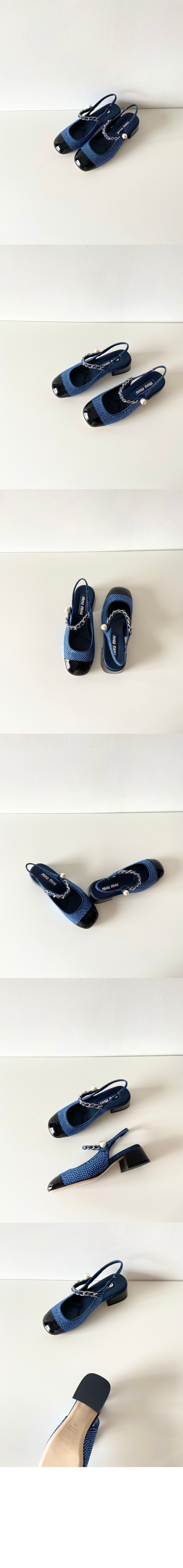 데님과 페이턴트 가죽 슬링백 펌프스 5I048E > Ballet - 발레