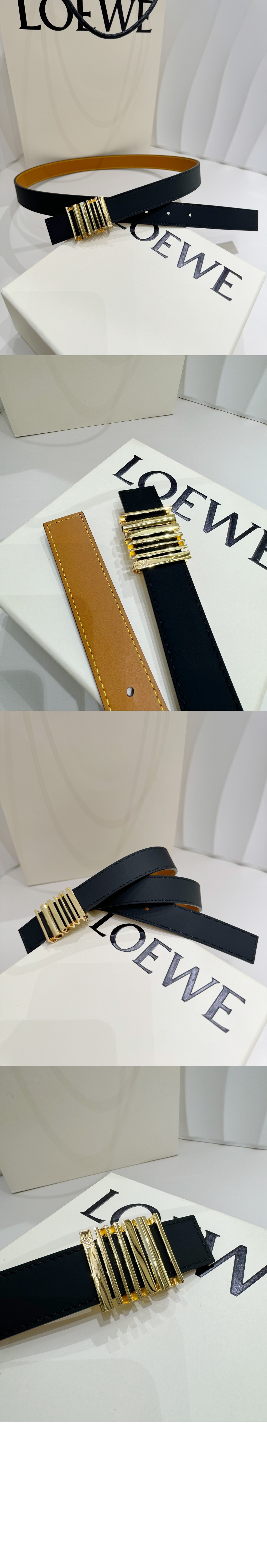 클래식 소가죽 기하학 벨트 > 로에베