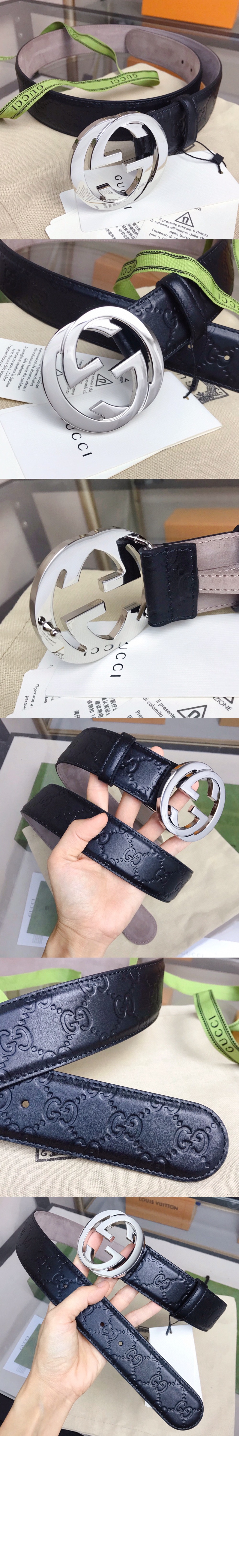 ‎인터로킹 G 버클 시그니처 벨트 411924 > 구찌