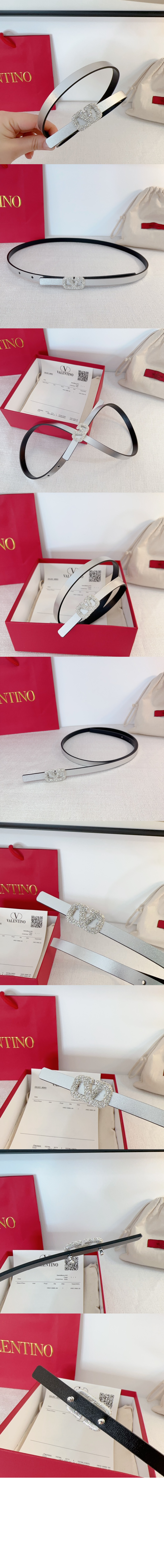 송아지 가죽 V 로고 양면 벨트 > 발렌티노