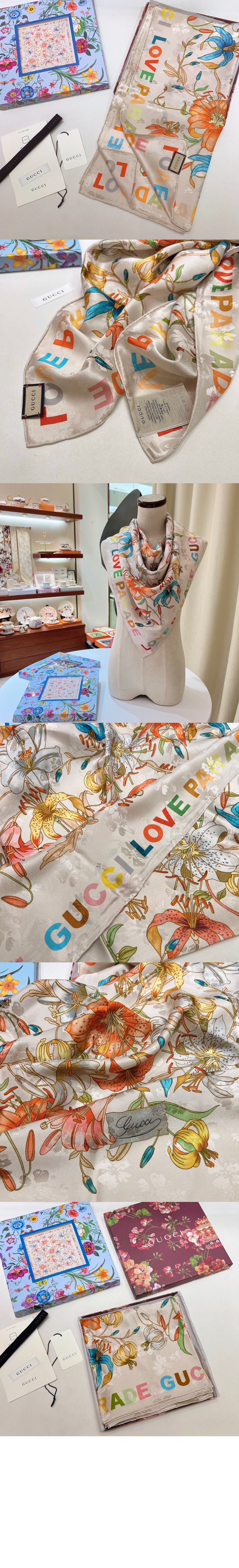 꽃 프린트 실크 스카프  704127 > Etc - 기타제품