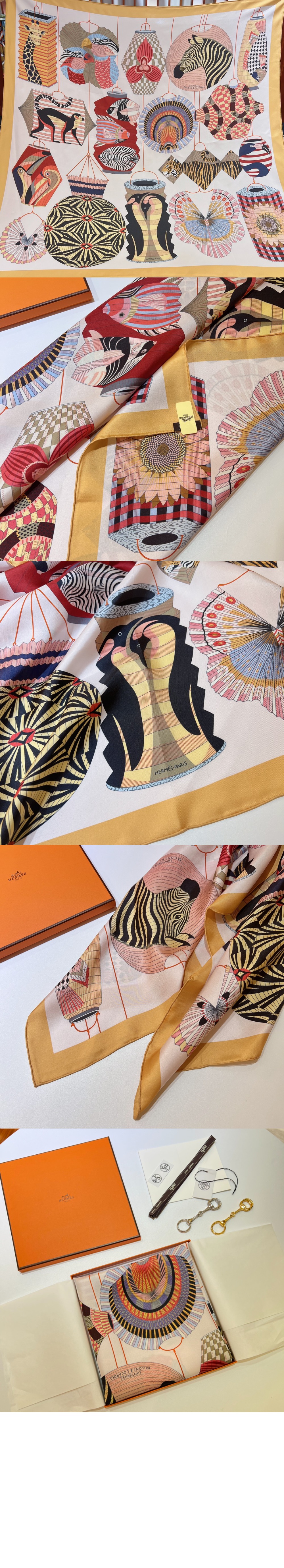 Lanternes, Ballons et Cocardes 90 까레 실크 스카프 > 에르메스