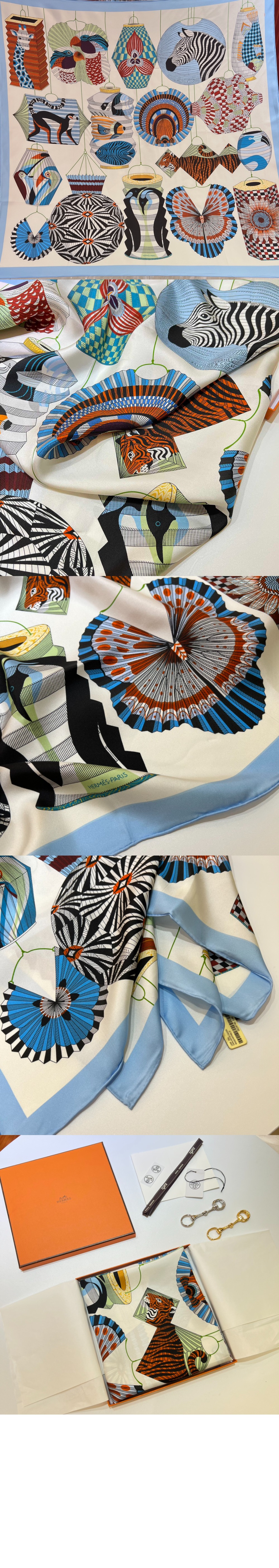 Lanternes, Ballons et Cocardes 90 까레 실크 스카프 > 에르메스