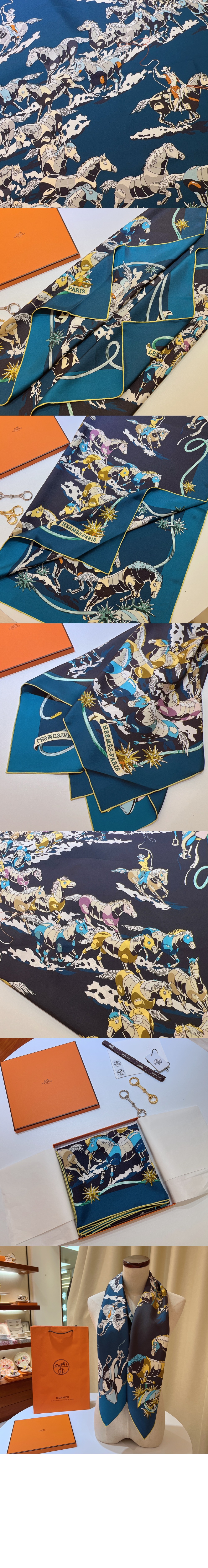 Les Mustangs II double face 스카프 90 > 에르메스