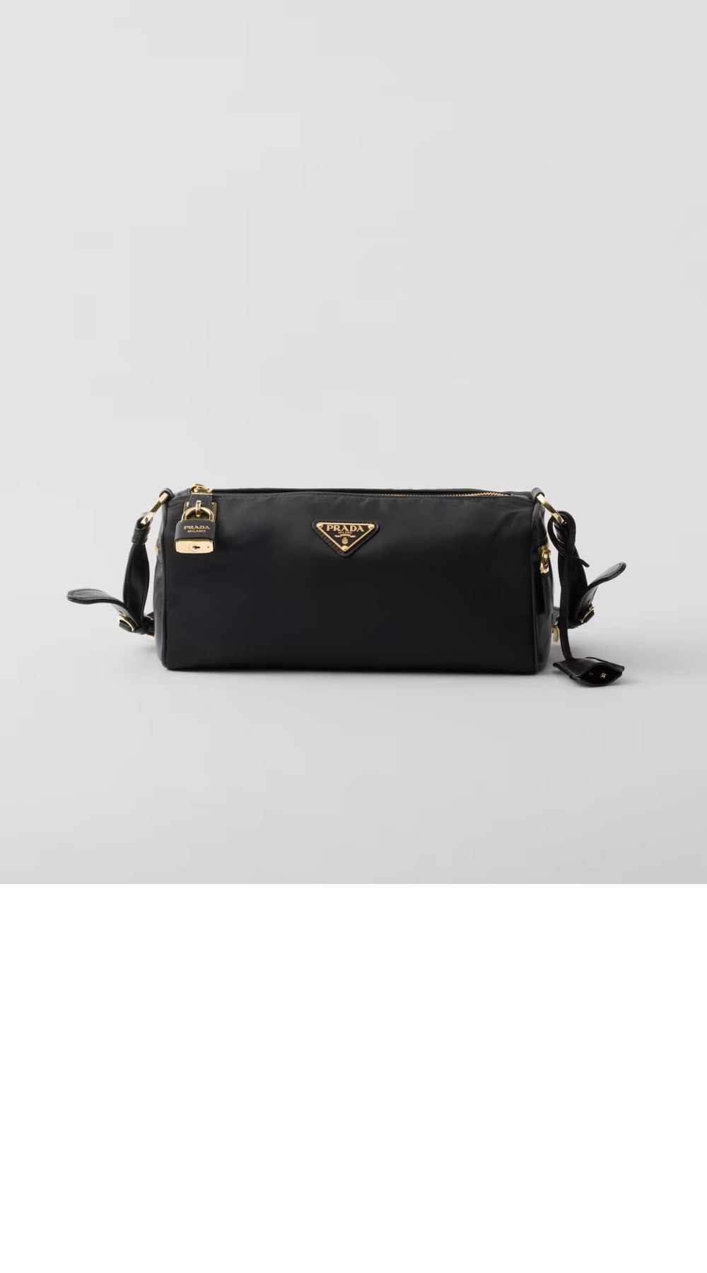 자물쇠가 있는 미디엄 리나일론 및 가죽 숄더백 1BC233 > Re-Nylon - 리나일론