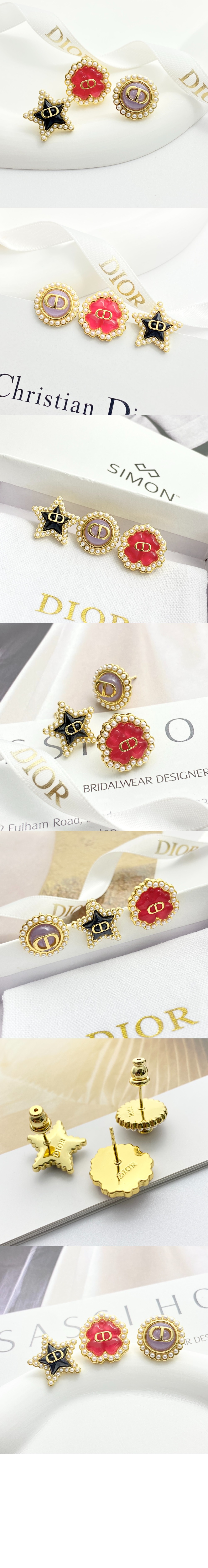 Petit CD Lucky  Baroque  스터드 귀걸이 세트 E3749 > 디올