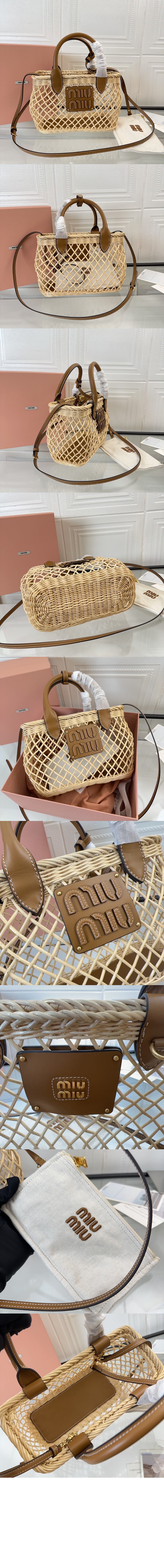 가죽 트리밍이 있는 우븐 패브릭 핸드백 5BA285 > Etc - 기타제품