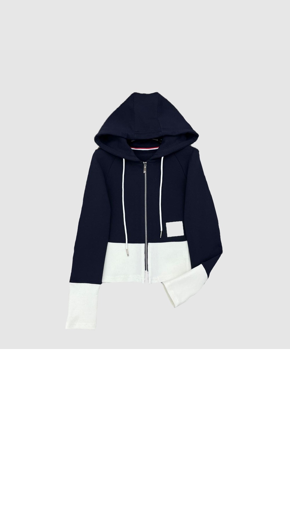 톰 로고 패치 지퍼 후드 티셔츠 > 톰브라운