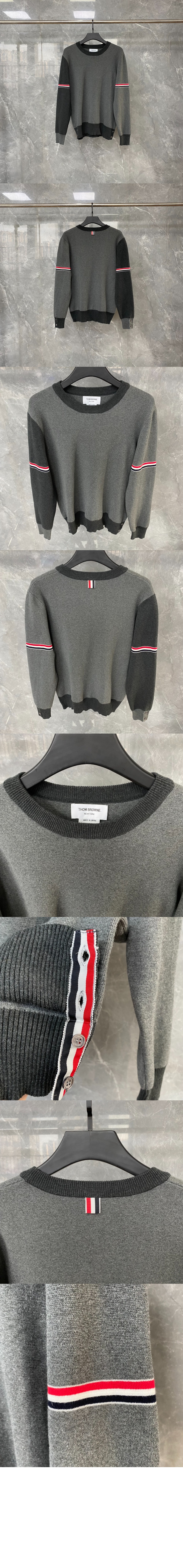 밀라노 스티치 바이컬러 크루넥 풀오버 > 톰브라운