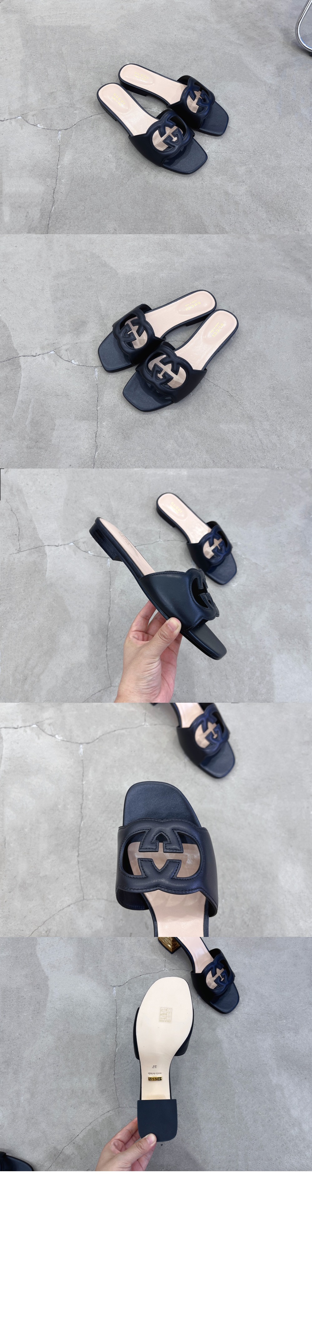 인터로킹 G 컷아웃 슬라이드 샌들 694451 > Interlocking G - 인터로킹 G