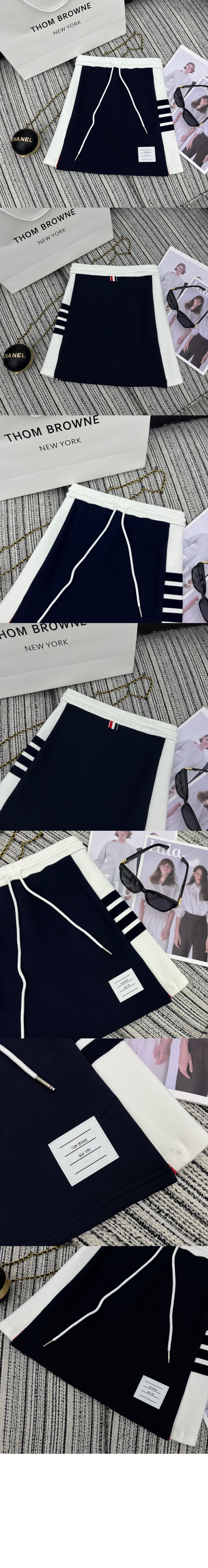 클래식 포 스트라이프 니트 미니 스커트 > 톰브라운