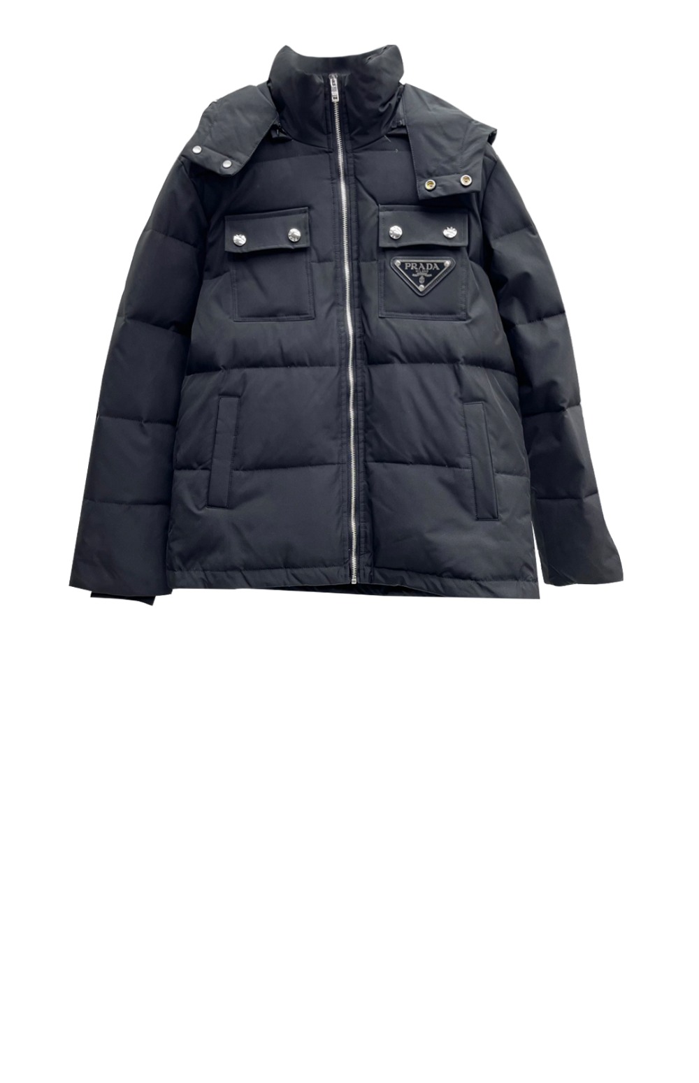 로고 쇼트 코트 > 프라다