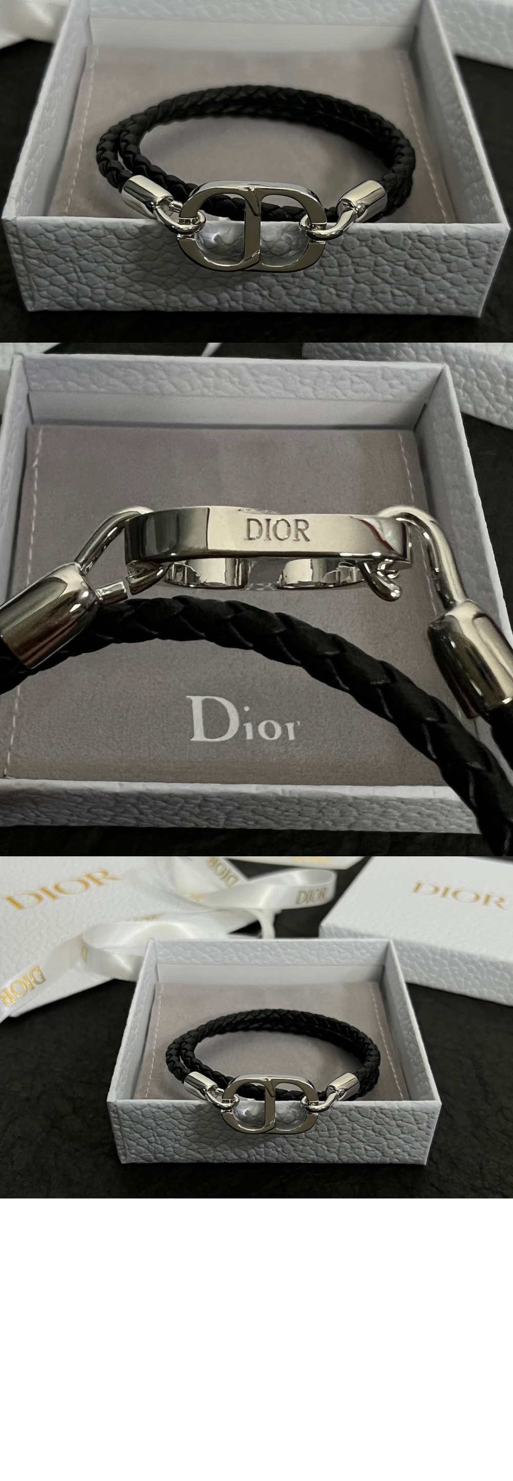 CD Icon 브레이드 가죽 더블 팔찌  B1973 > 디올