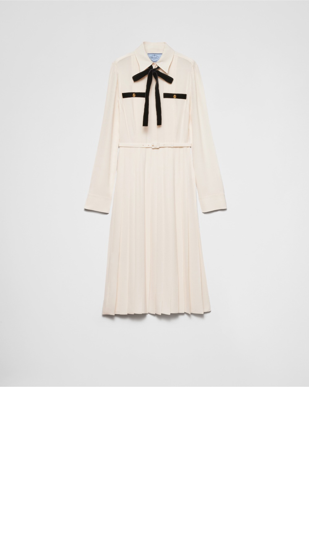 롱 플리츠 새틴 사블 드레스 > 프라다