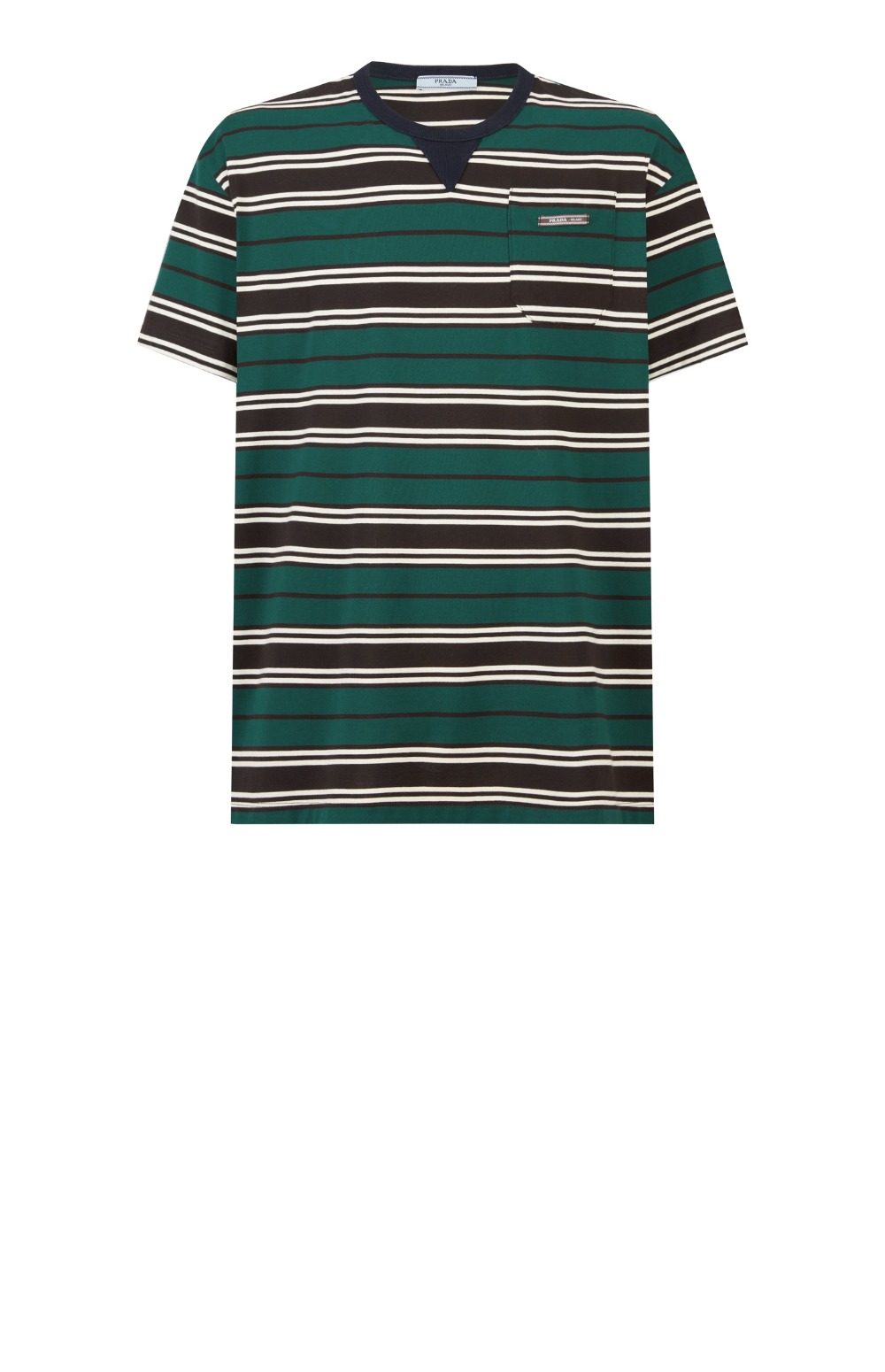 스트라이프 라일 코튼 티셔츠 > 프라다