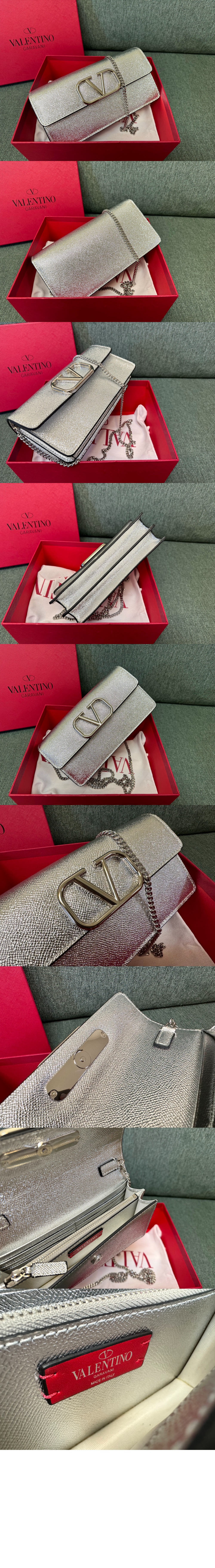 VLogo 시그니처 메탈릭 그레인 카프스킨 체인 지갑 > VLogo Signature - 브이로고 시그니처