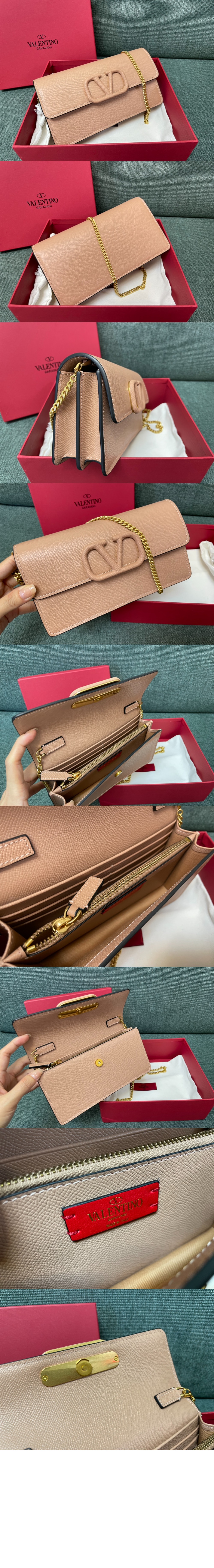 VLogo 시그니처 메탈릭 그레인 카프스킨 체인 지갑 > VLogo Signature - 브이로고 시그니처