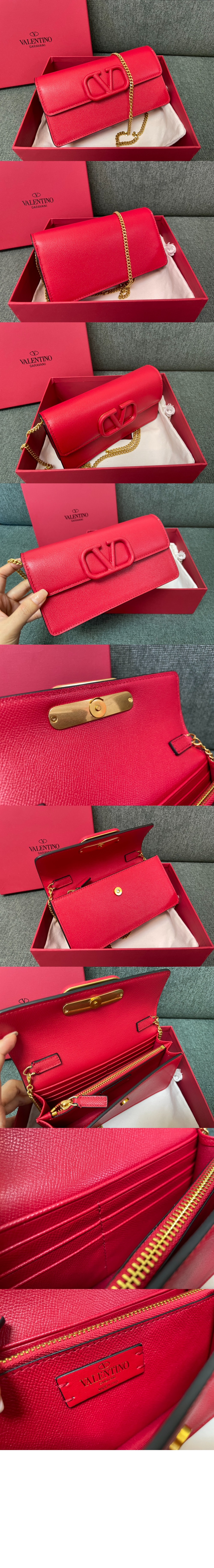 VLogo 시그니처 메탈릭 그레인 카프스킨 체인 지갑 > VLogo Signature - 브이로고 시그니처