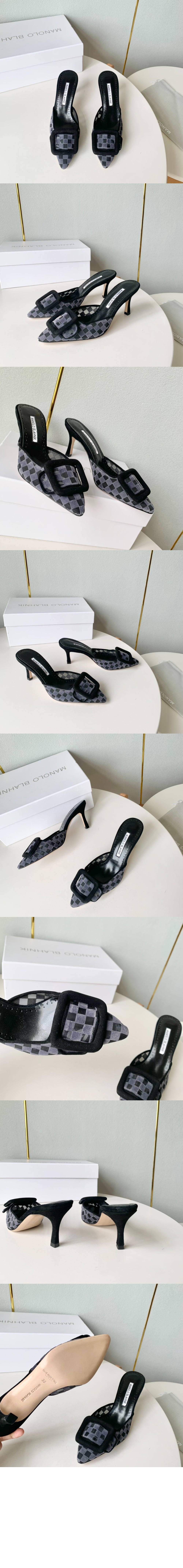 체크무늬 메시 뮬 > Pumps - 펌프스