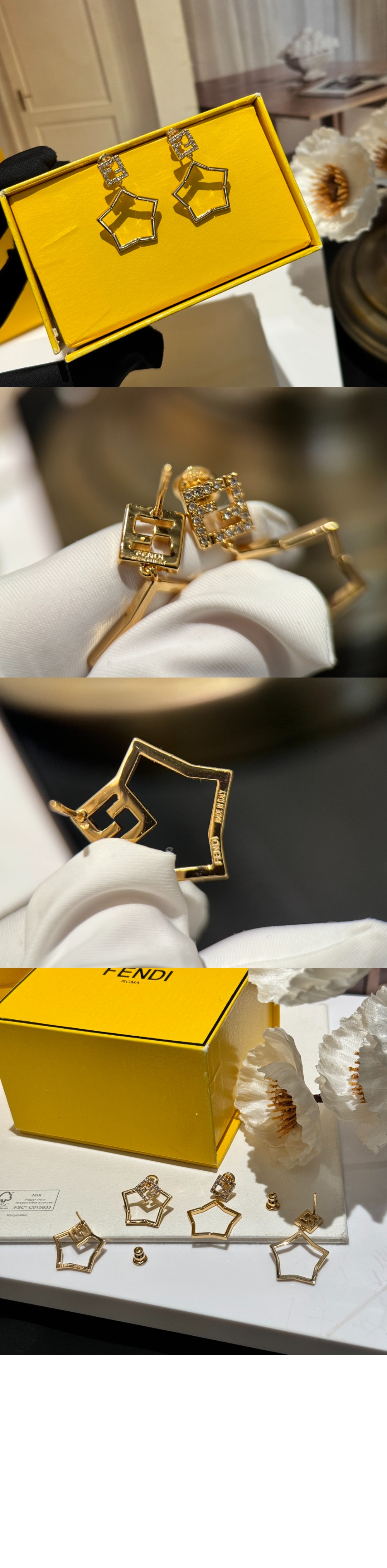 FF 별 모양 펜던트 이어링 8AK525 > 펜디