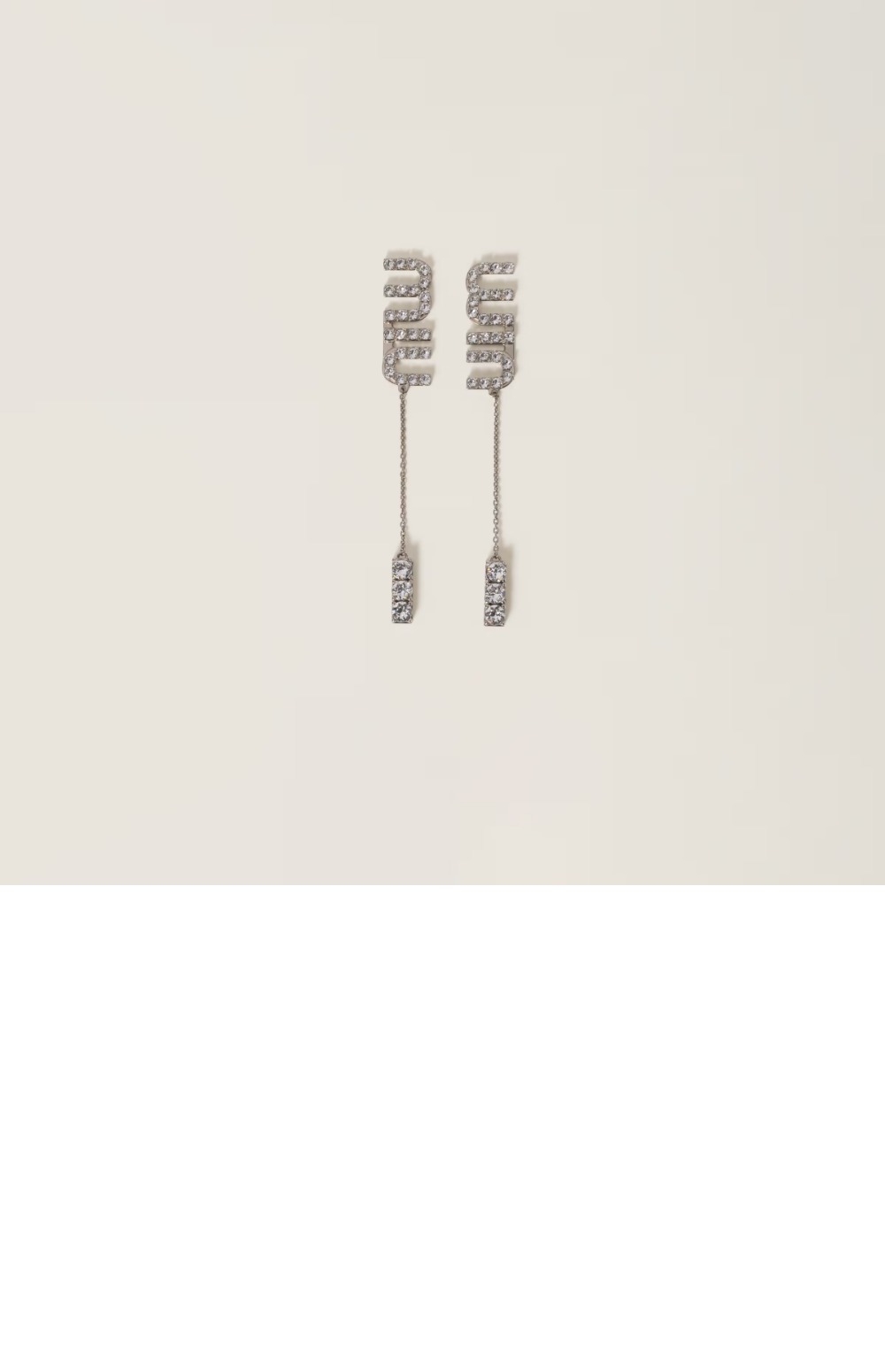 크리스털 장식 펜던트 이어링 5JO661 > 미우미우