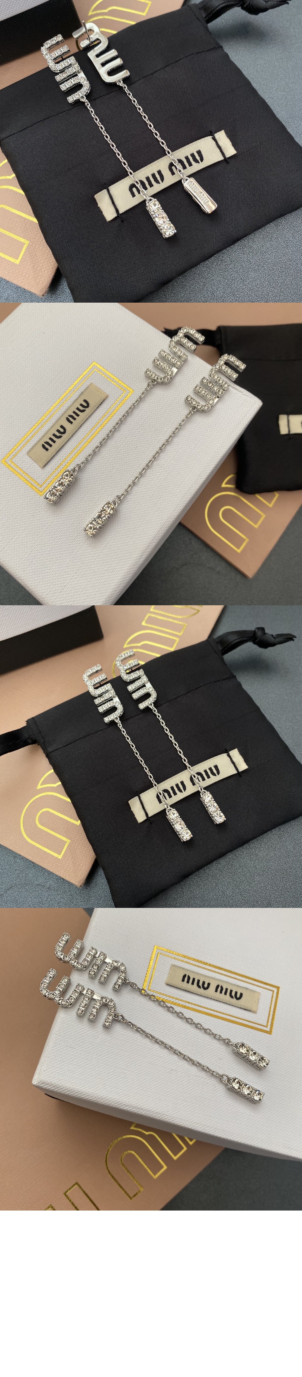 크리스털 장식 펜던트 이어링 5JO661 > 미우미우